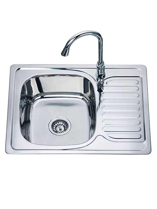 630 x 500 x 180mm Stainless Steel Kitchen Sink with Single Bowl & Tray