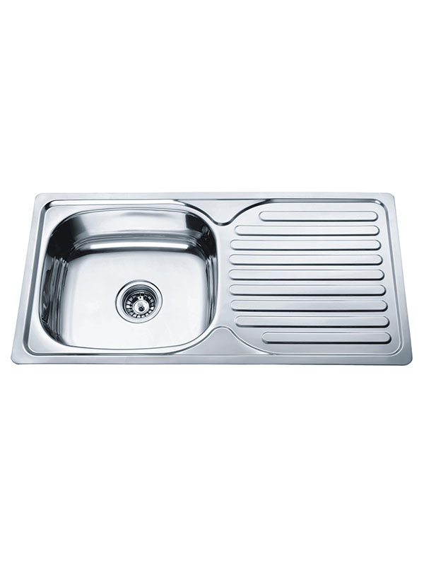860 x 430 x 170mm Stainless Steel Kitchen Sink with Single Bowl & Tray