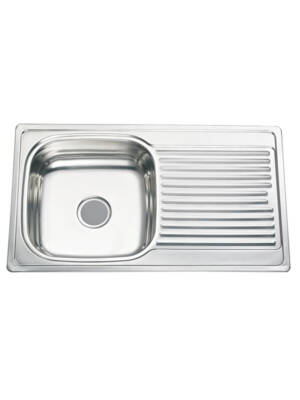 860 x 500 x 170mm Stainless Steel Kitchen Sink with Single Bowl, Reversible