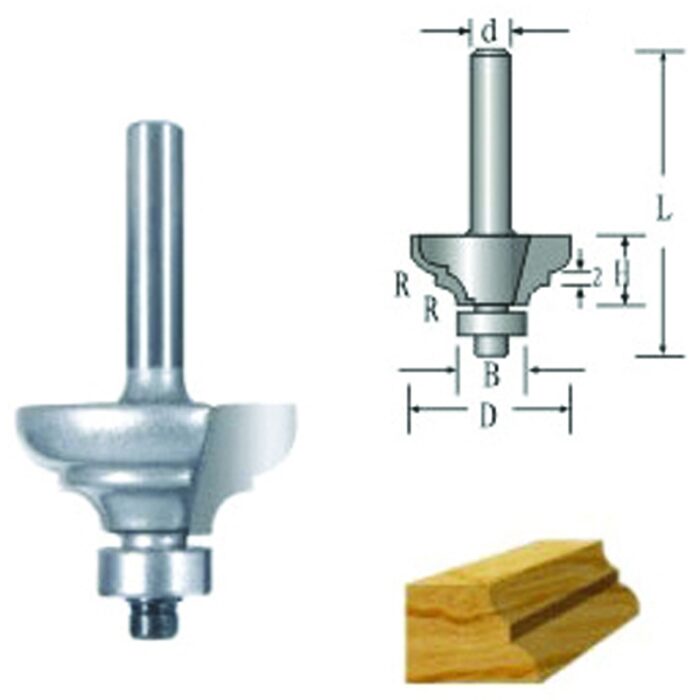 Classical Ogee Router Bit Dia 25mm, Shank 6mm, 8mm