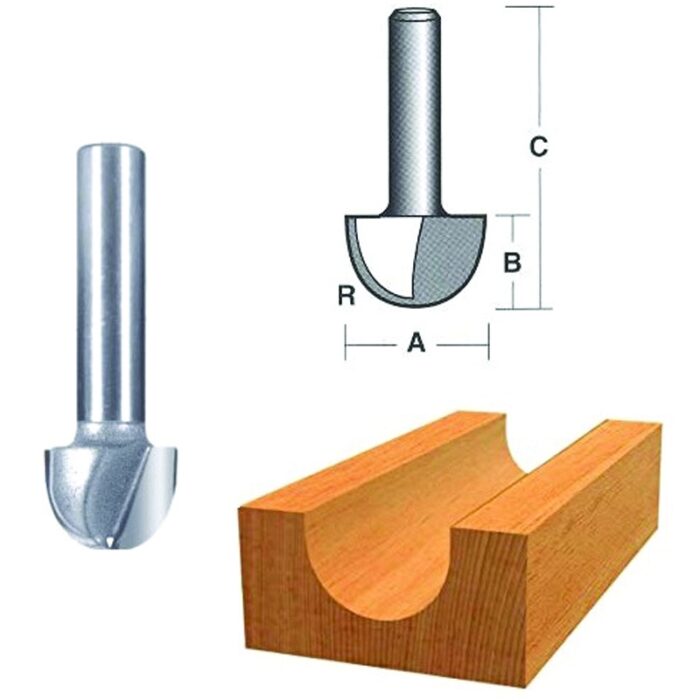 Core Box Bit Dia 9.5mm, 12.7mm, Shank 6mm
