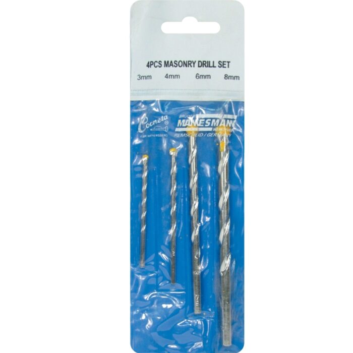 Masonry Drill Bit Set 3, 4, 6, 8 MM.