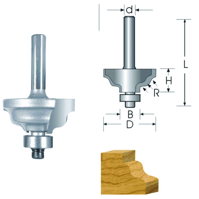 Wavy Mould Router Bit 31.8mm, Shank 6mm, 8mm