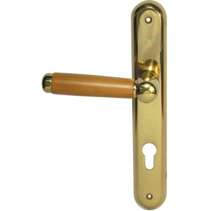 CHERRY WOOD Brass Lever Handle
