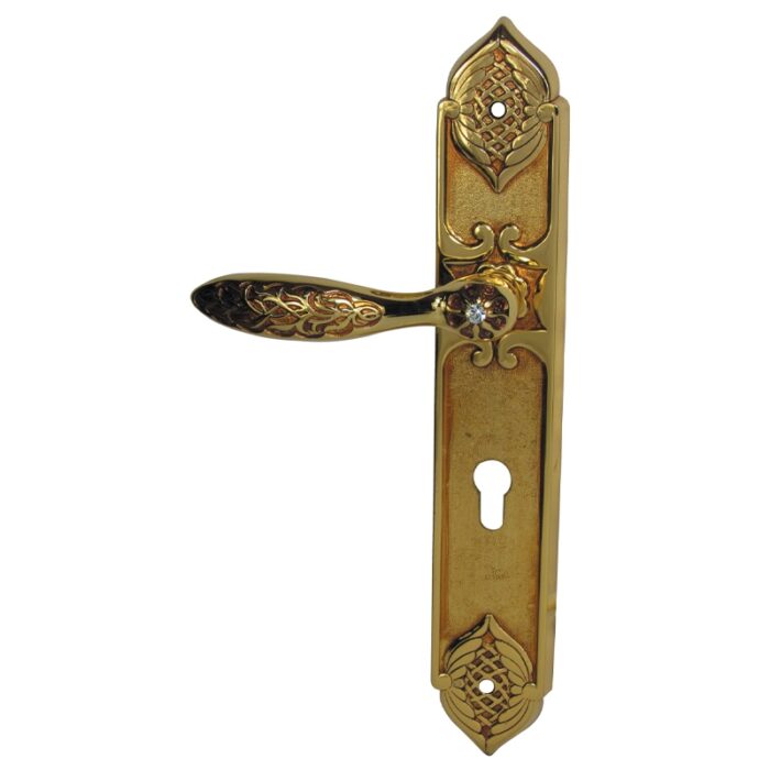 ITALY / GP, RED WITH "SWAROVSKY" CRYSTALS Brass Lever Handle