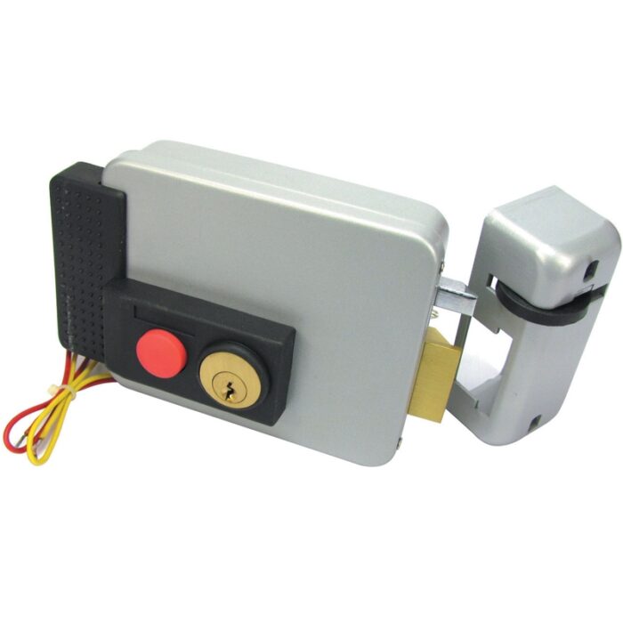 WITH BUTTON Electric Rim Lock 60MM BACKSET, 50MM FIXED CYLINDER 84805-60