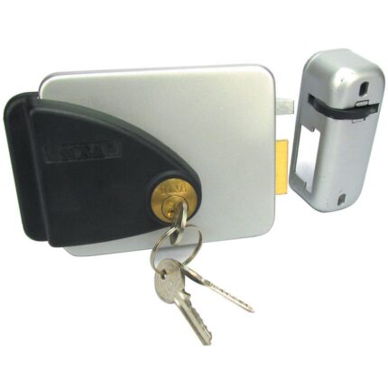 WITHOUT BUTTON, ICSA ITALY / BRONZE Electric Rim Lock ADJUSTABLE BACKSET, 50MM FIXED CYLINDER